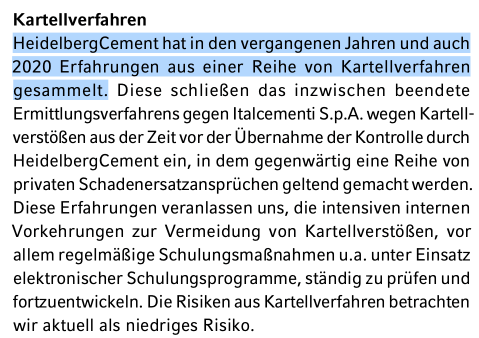 Risiko Kartellverfahren der HeidelbergCement Aktie.