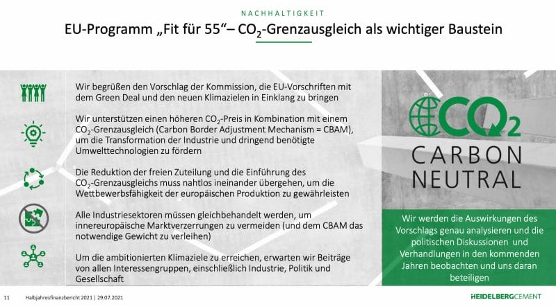 HeidelbergCement bekannt sich zum Pariser Klimaabkommen und den Weg hin zur CO2-Neutralität.