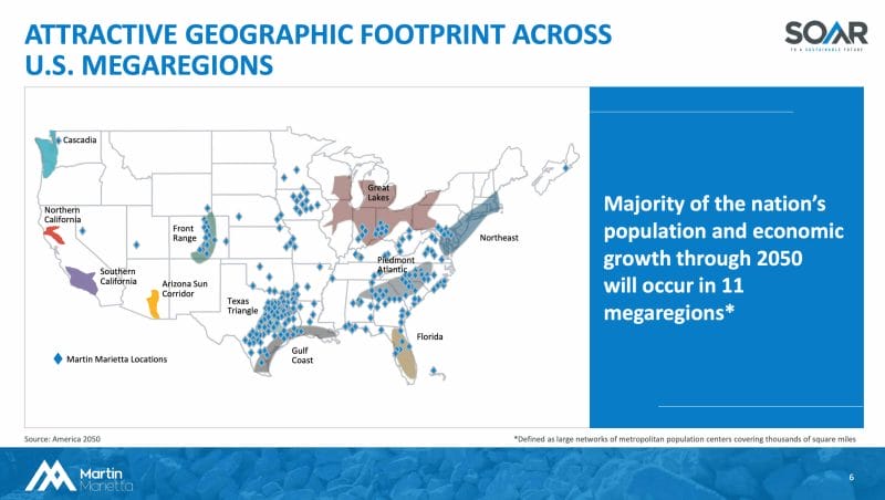 Martin Marietta ist in den Wachstumsregionen der USA stark positioniert.